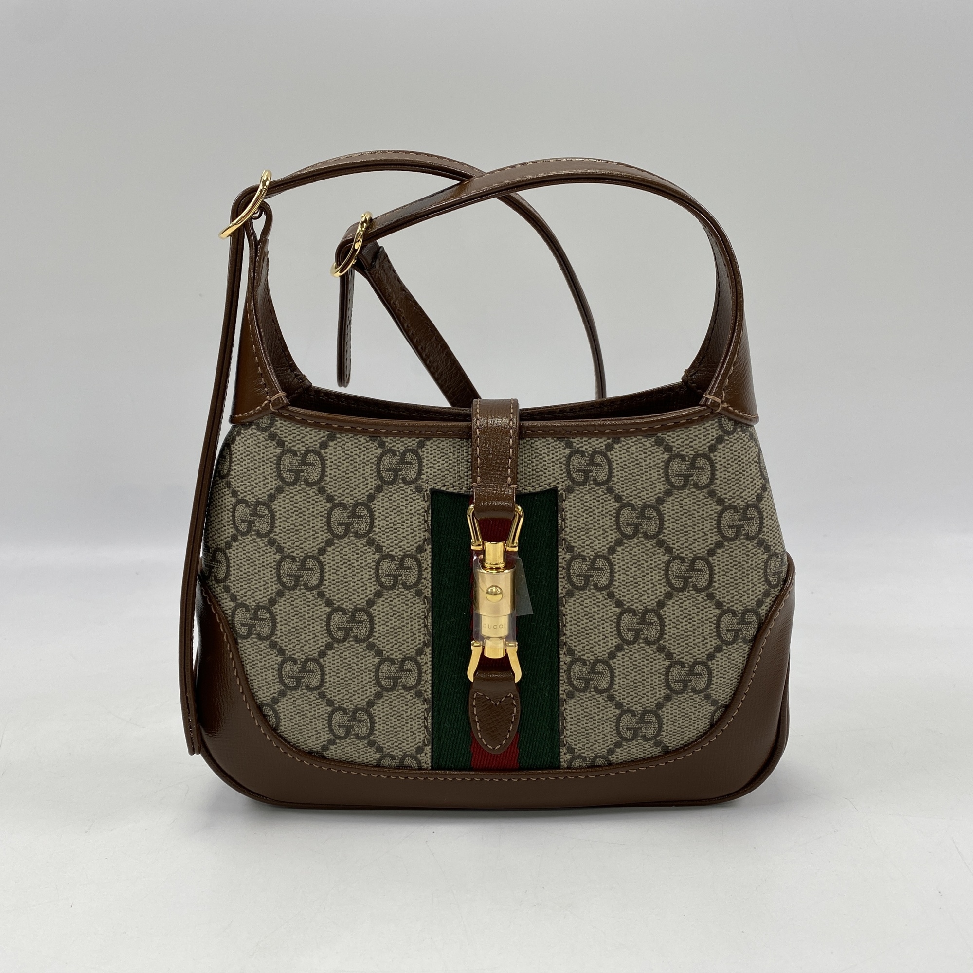 グッチ ジャッキー 1961 GGスプリーム ブラウン×グレー レザー SAランク