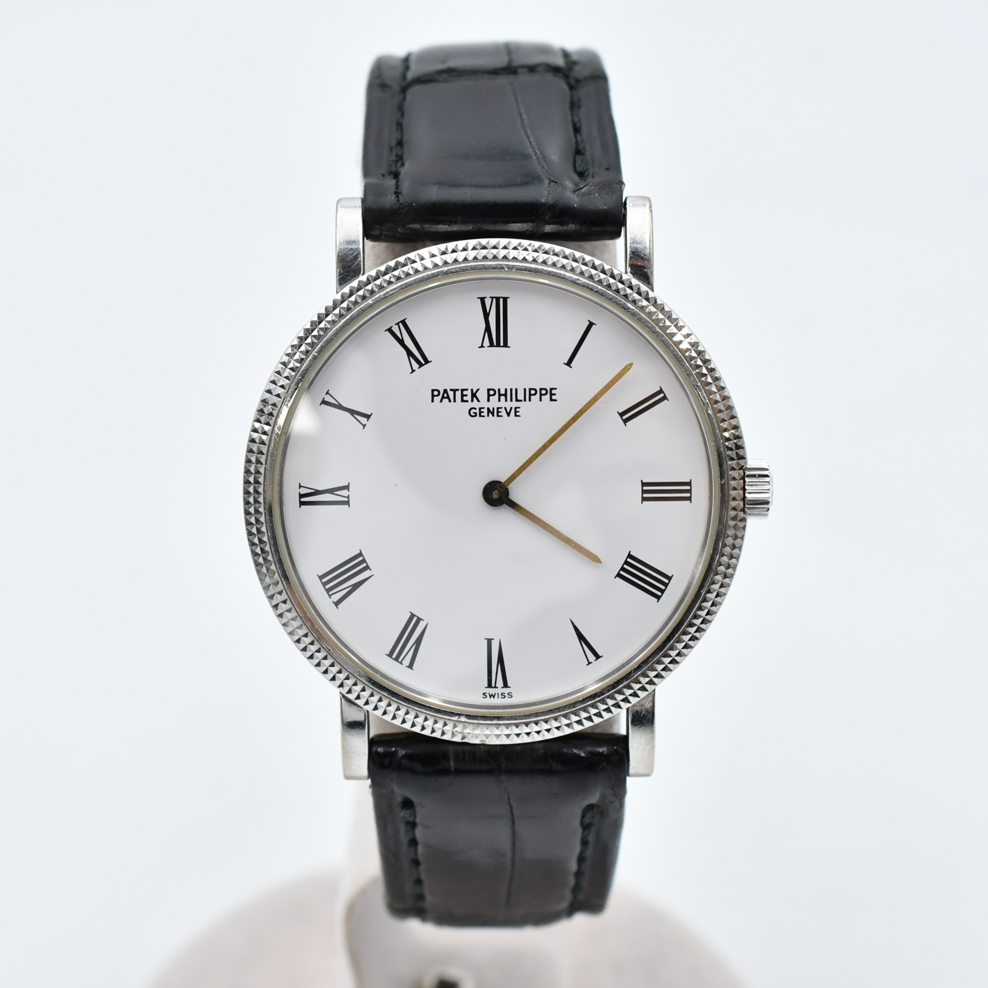 パテック フィリップ カラトラバ 白文字盤 WG×革/AT Bランク