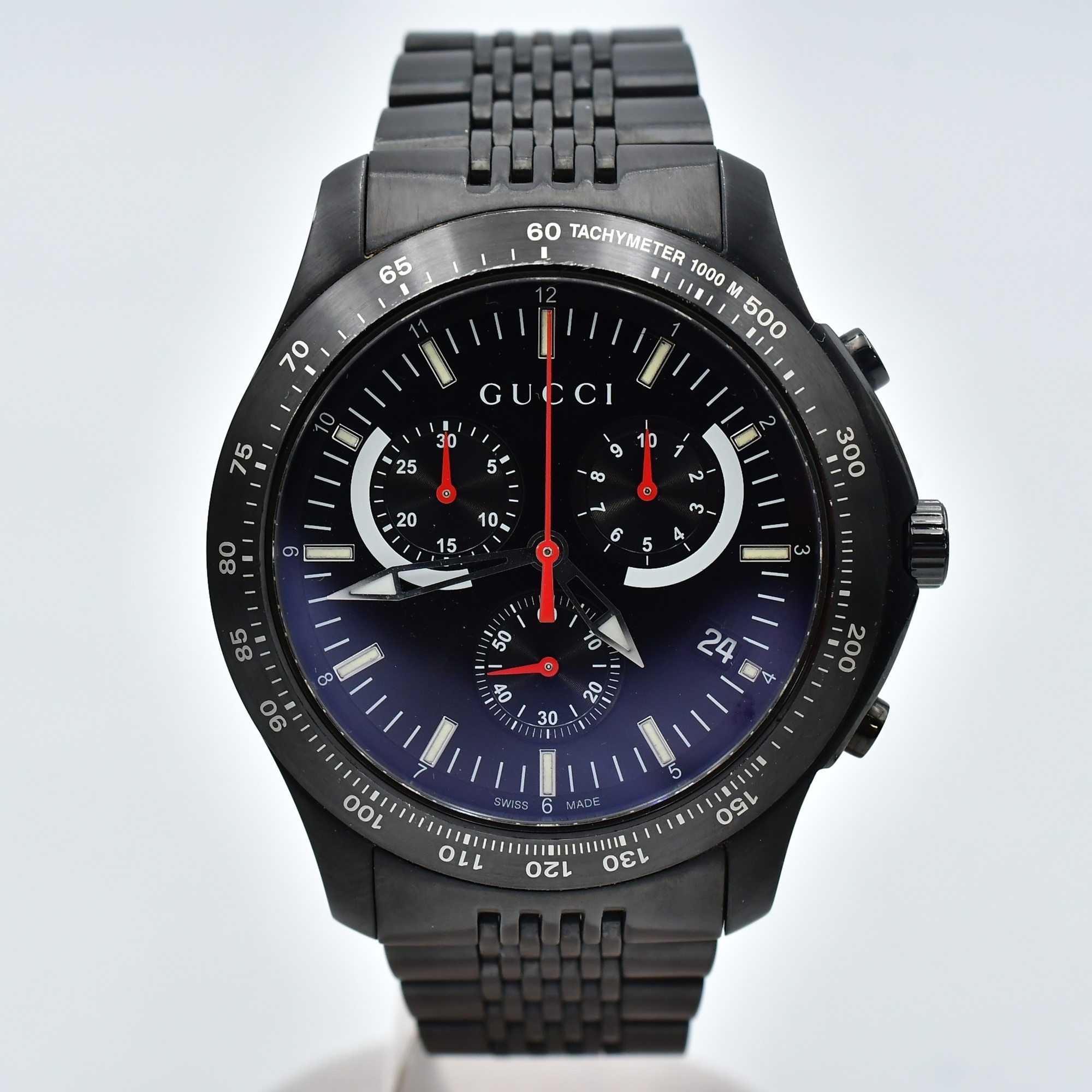 グッチ Gタイムレスクロノ 黒文字盤 SS/QZ Bランク
