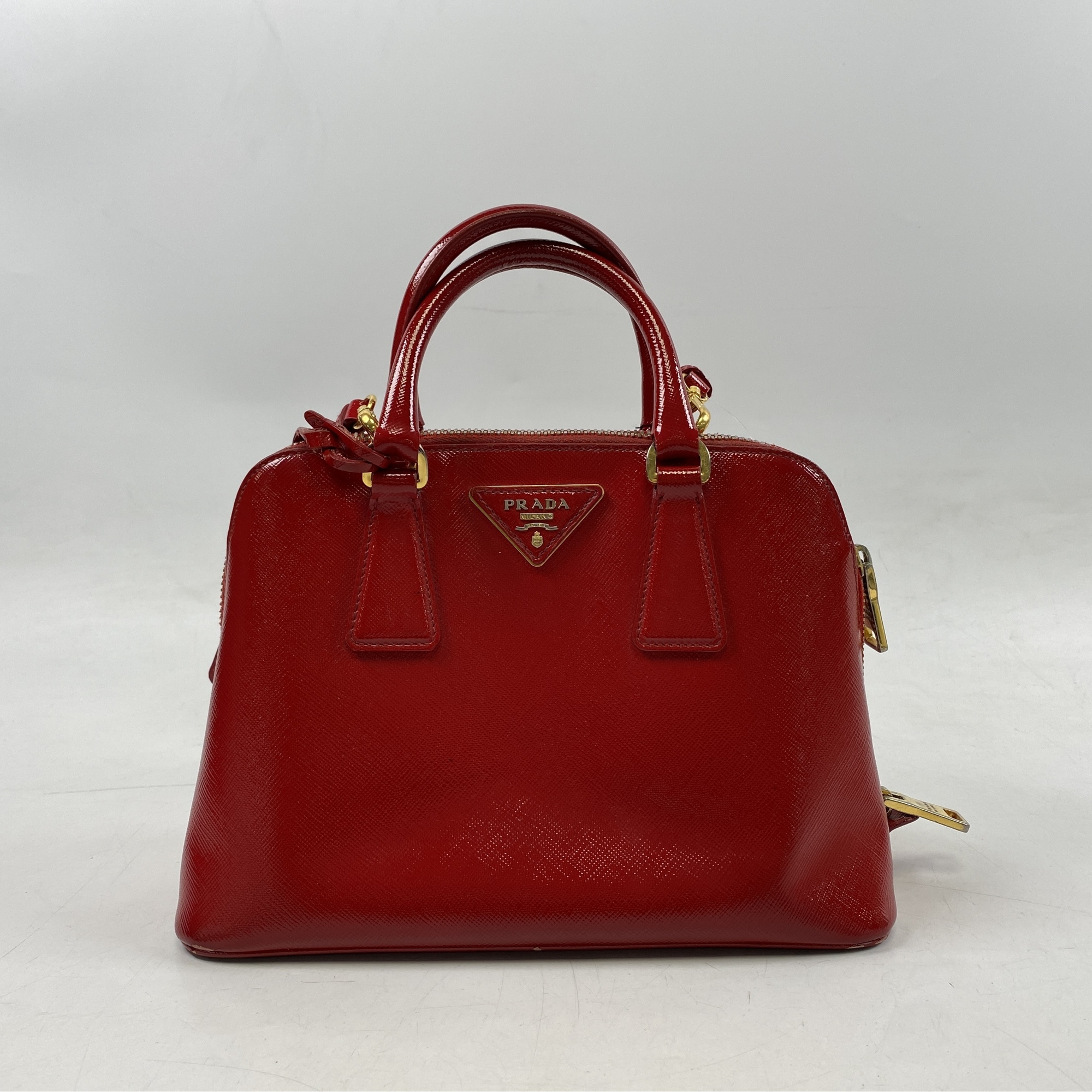 プラダ サフィアーノ 2wayハンドバッグ 赤 Bランク