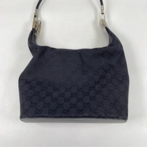 グッチ GGキャンバス ジャッキー ハンドバッグ 黒 キャンバス×レザー