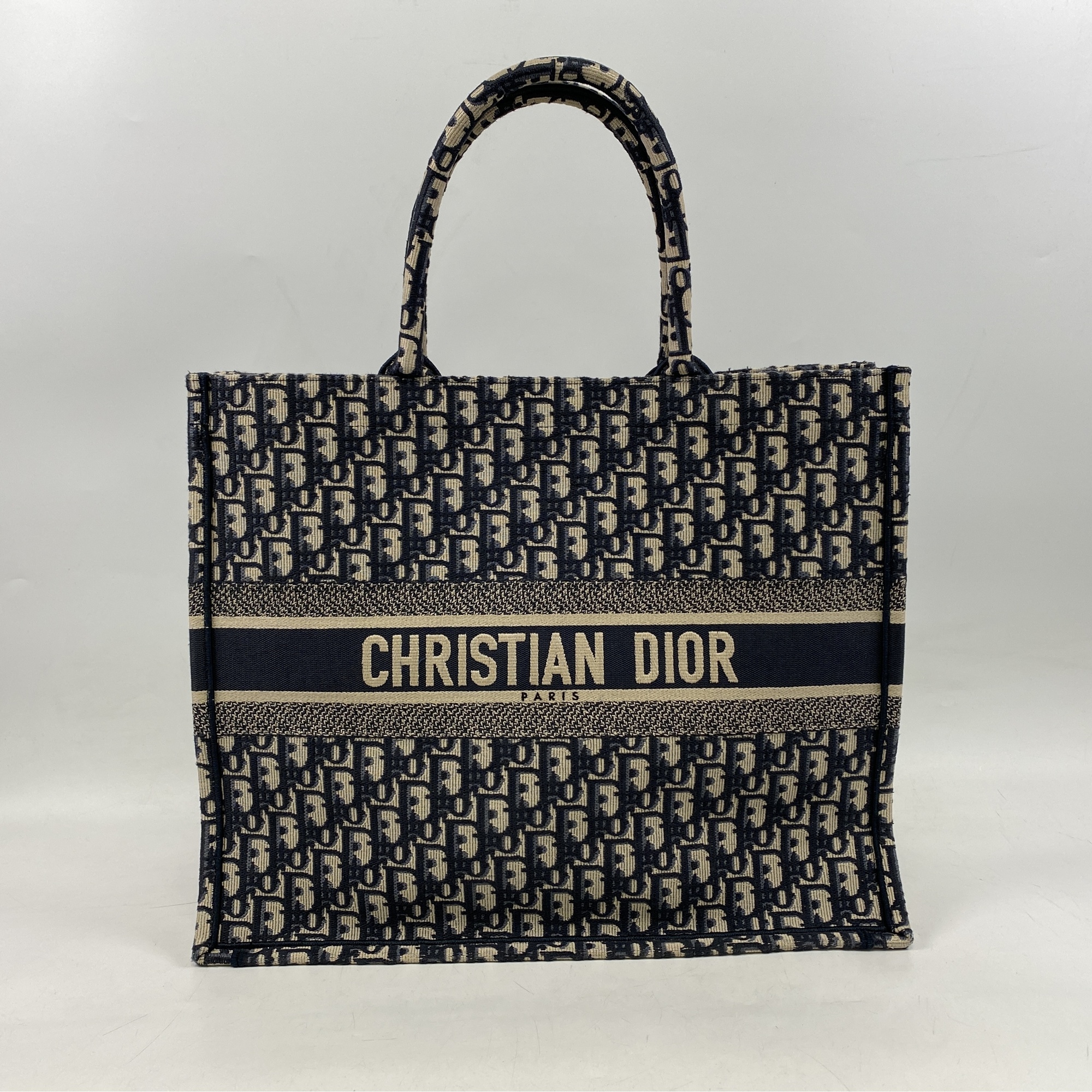 ディオール ブックトート ラージ オブリーク ネイビー キャンバス Bランク