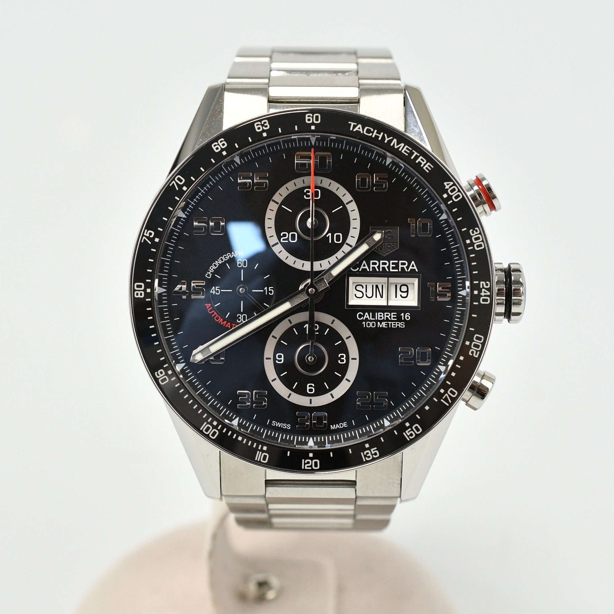 タグホイヤー カレラ キャリバー1887 クロノグラフ 黒文字盤 SS/AT ABランク