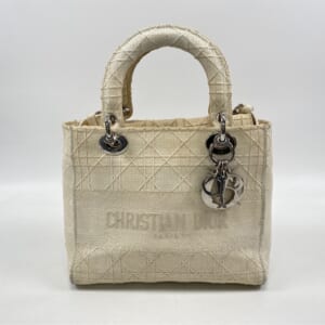 ディオール レディディオール ミディアム ハンドバッグ ショルダーバッグ 白 ホワイト キャンバス 買取実績【買取日：2025年11月5日】