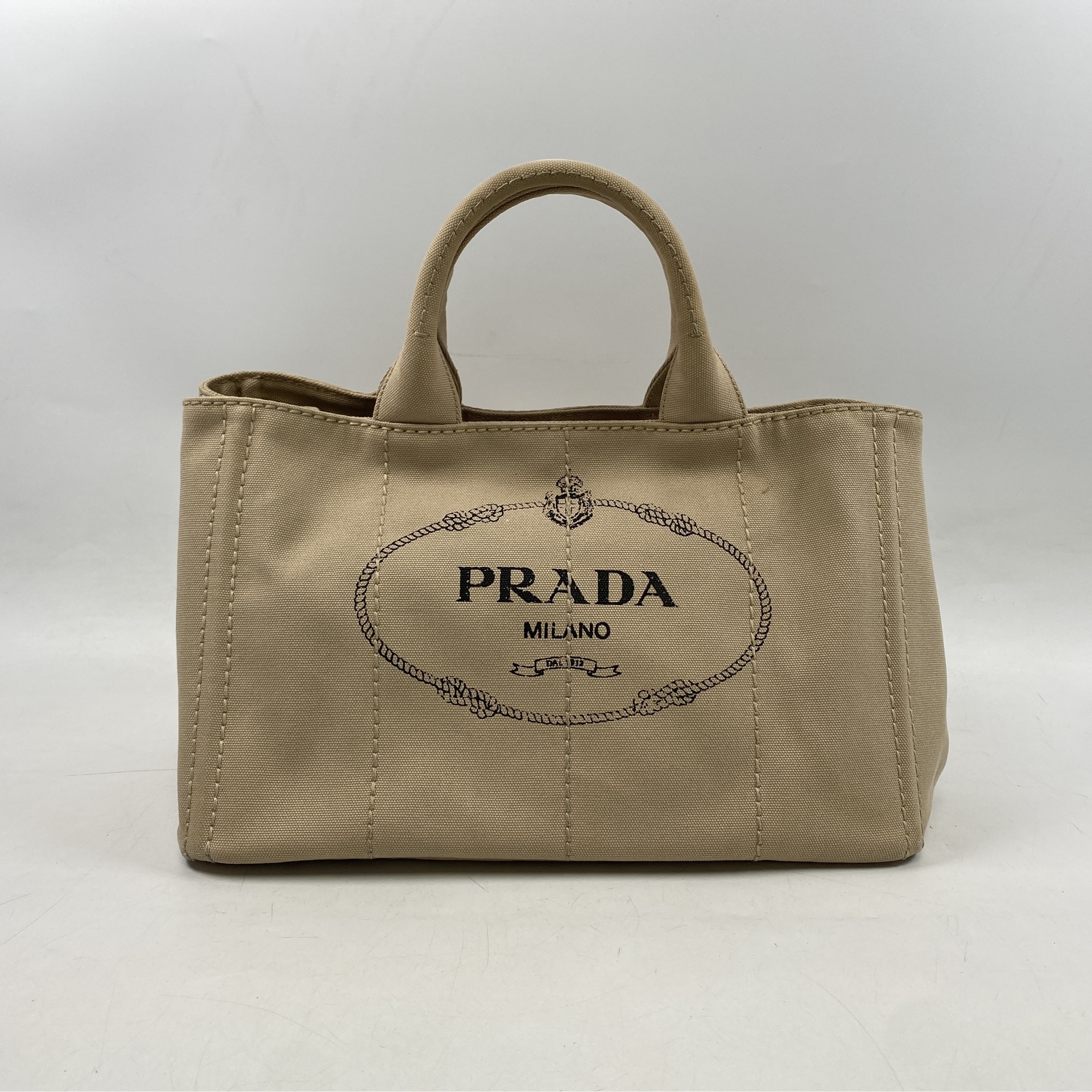 プラダ カナパ ショルダー ハンドバッグ 白 キャンバス BN1877 Bランク