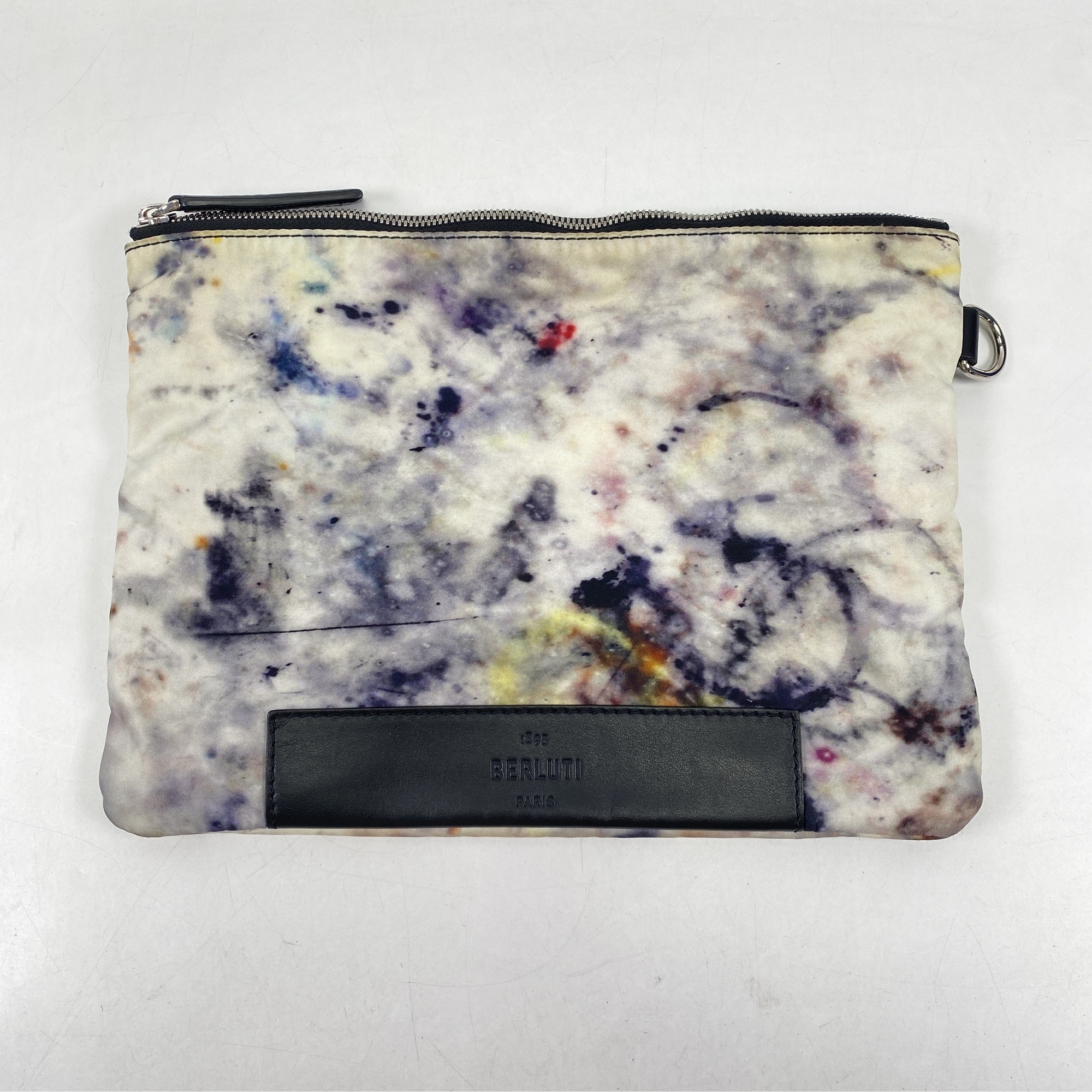 ベルルッティ クラッチバッグ ペイント柄 マルチカラー ホワイト ナイロン×レザー Bランク