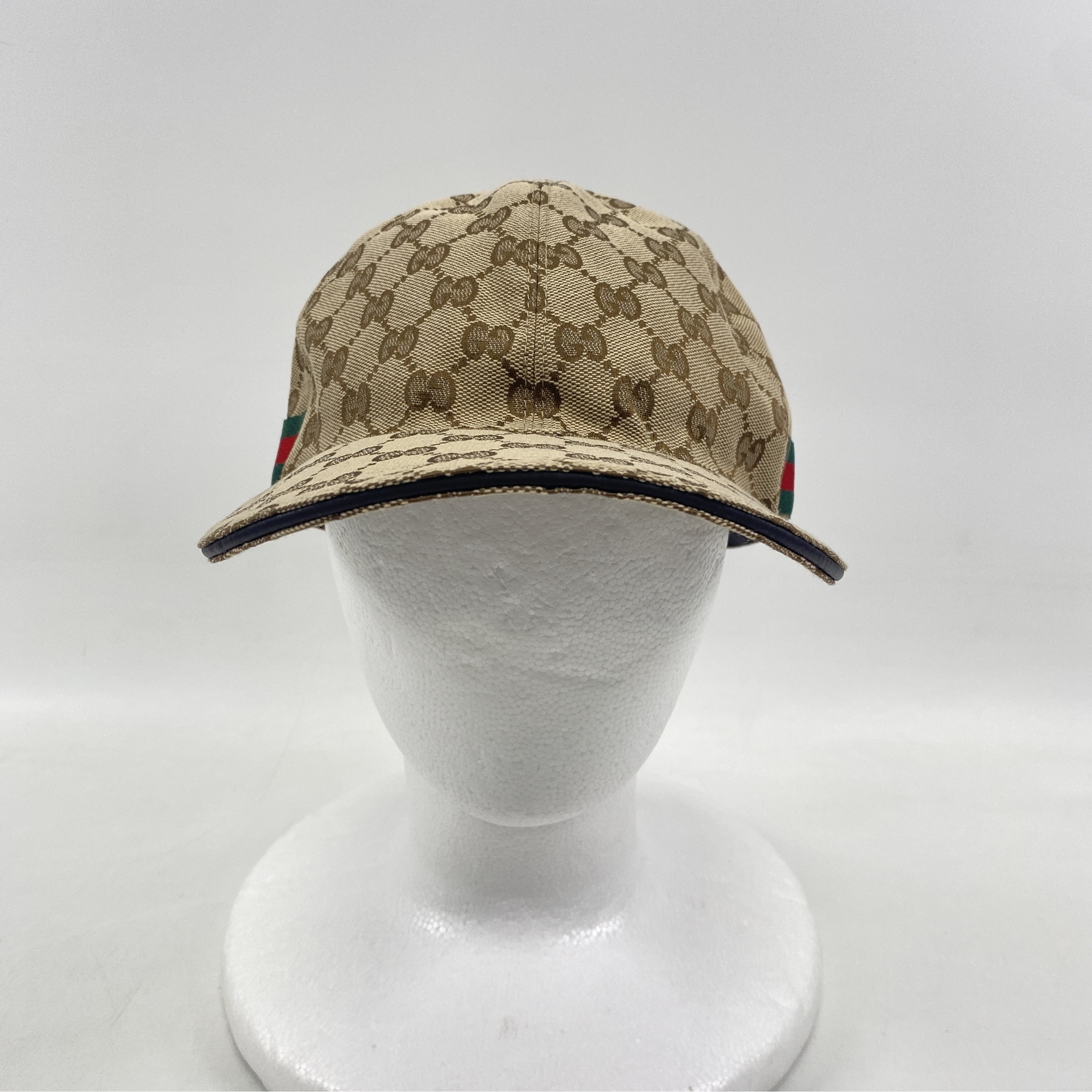 グッチ GGキャンバス ベースボールキャップ ベージュ キャンバス×レザー 200035 Bランク