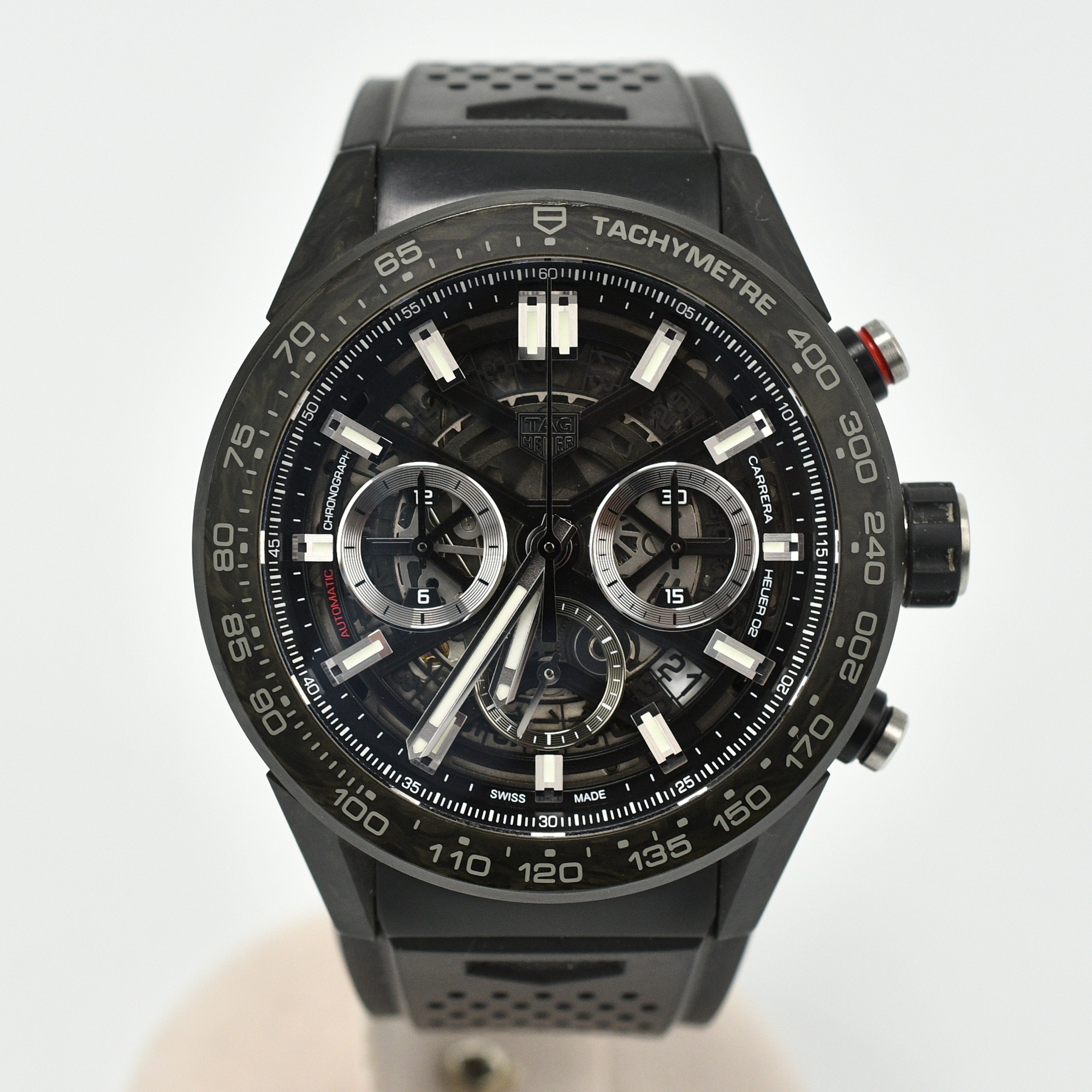 タグホイヤー カレラ ホイヤー02 クロノグラフ スケルトン文字盤 カーボン×Ti×ラバー/AT Bランク