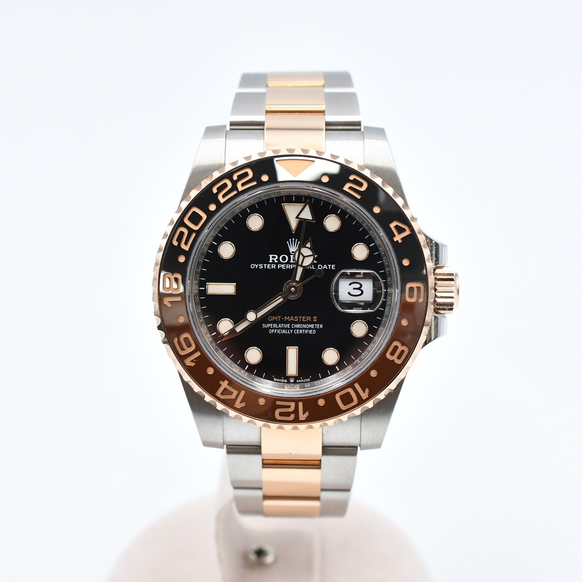 ロレックス GMTマスターⅡ 黒文字盤 オイスターブレス SS×PG/AT Aランク