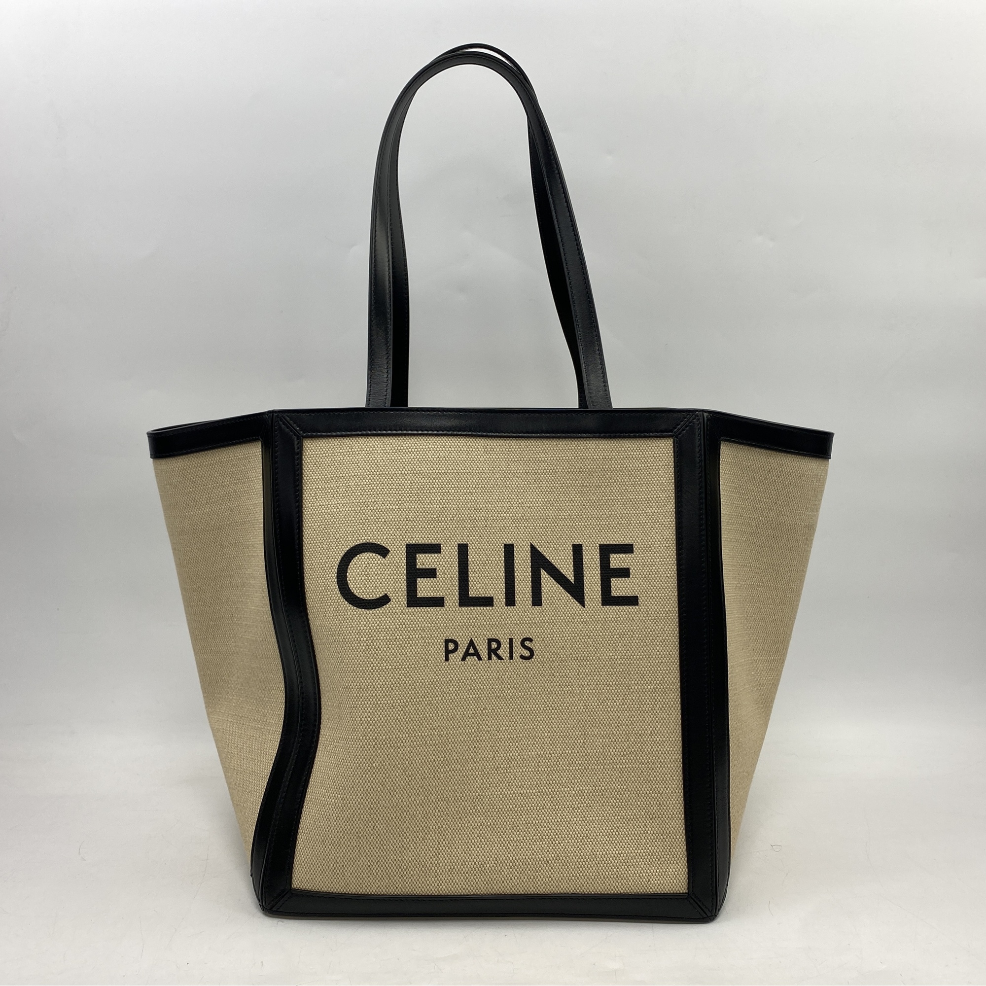 セリーヌ ラージ スクエア カバ ロゴプリント トートバッグ Bランク