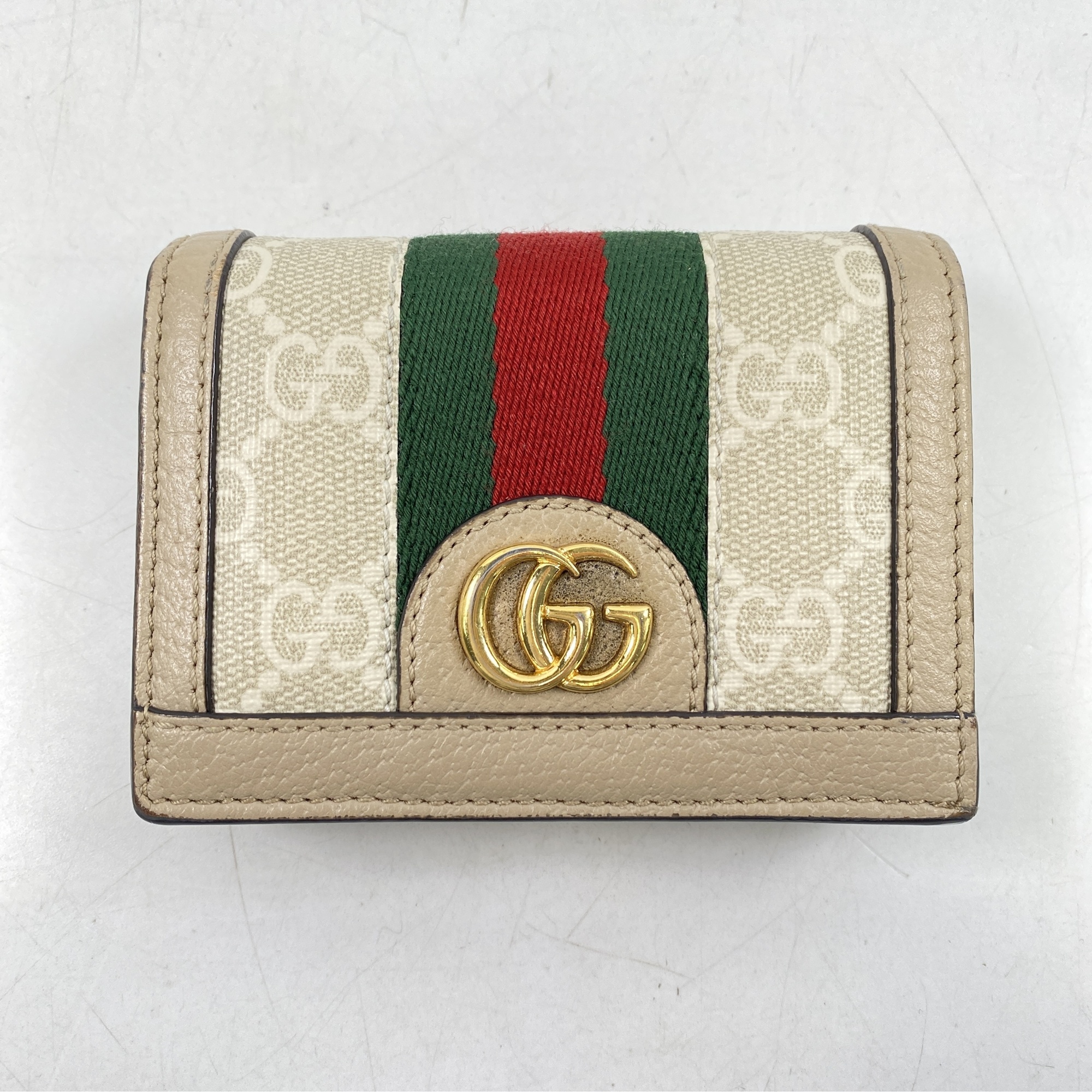 グッチ オフディア GGスプリーム コンパクトウォレット PVC×レザー