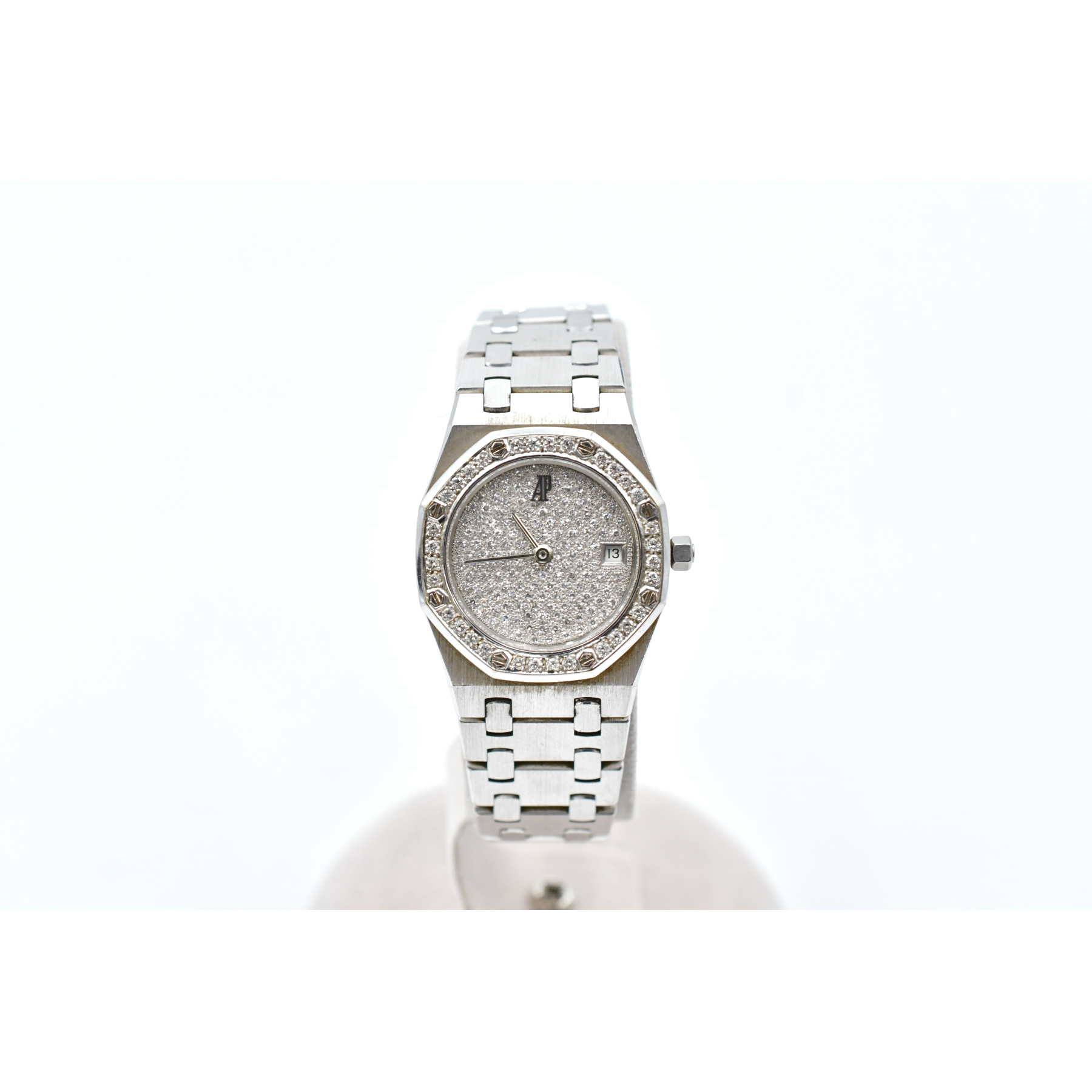 オーデマ ピゲ ロイヤルオーク パヴェダイヤ文字盤 ダイヤベゼル WG/QZ Bランク