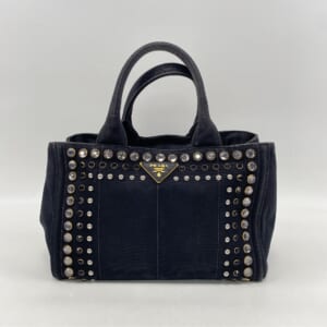 プラダ ビジュー カナパ ハンドバック ラインストーン 黒 キャンバス 買取実績【買取日：2025年11月4日】