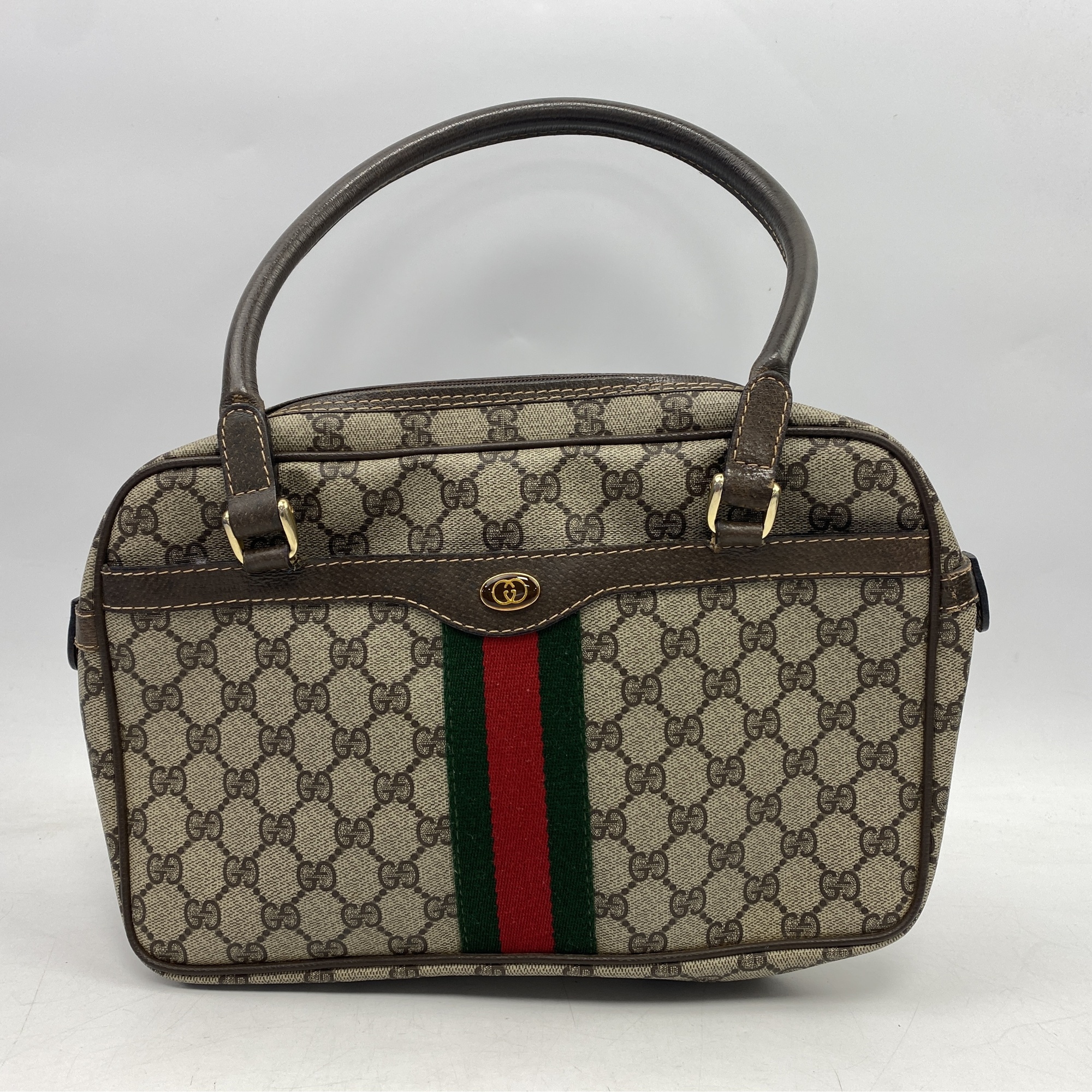 グッチ オールドグッチ シェリーライン ハンドバッグ ベージュ PVC