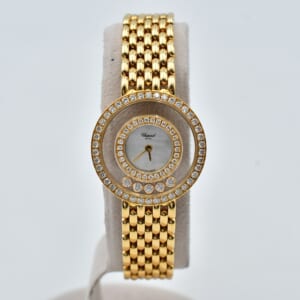 ショパール ハッピーダイヤモンド ダイヤベゼル 白文字盤 750YG/QZ 205691-0001 買取実績【買取日：2025年11月2日】