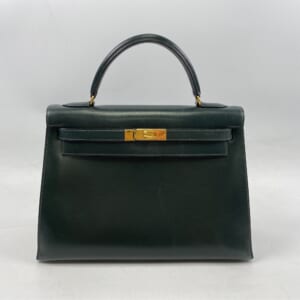 エルメス ケリー32 グリーン系 ボックスカーフ GD金具 〇Z刻印 買取実績【買取日：2025年11月16日】