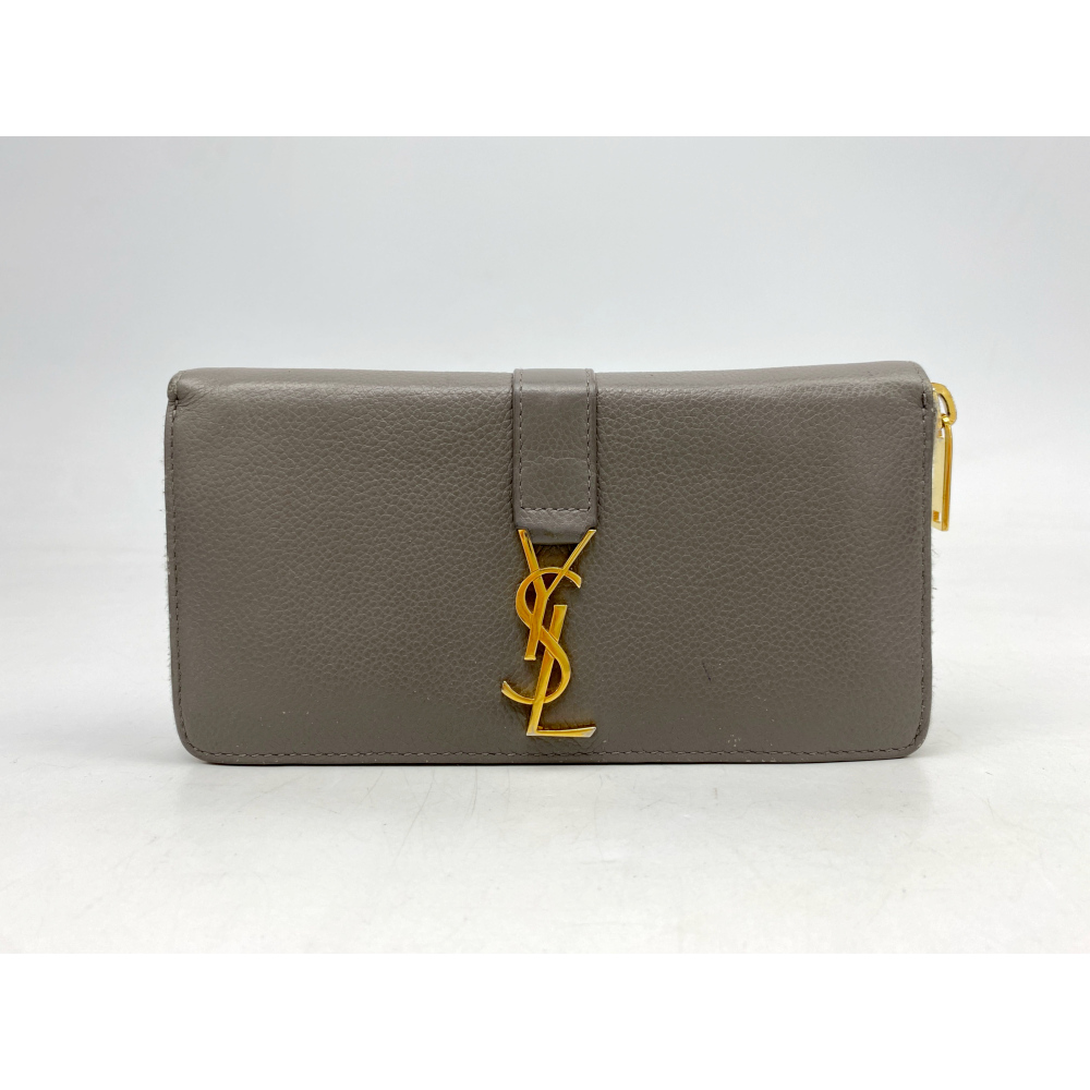 サンローラン ラウンドファスナー長財布 グレー レザー 買取実績【買取