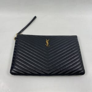 サンローラン Vステッチ クラッチバッグ 黒 レザー GD金具 440222 440222 買取実績【買取日：2025年11月4日】