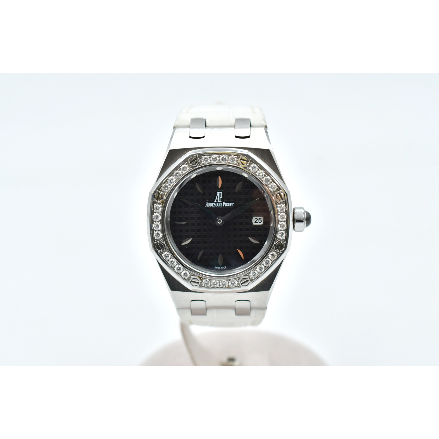 オーデマ ピゲ ロイヤルオーク ダイヤベゼル 黒文字盤 SS×革/AT ABランク