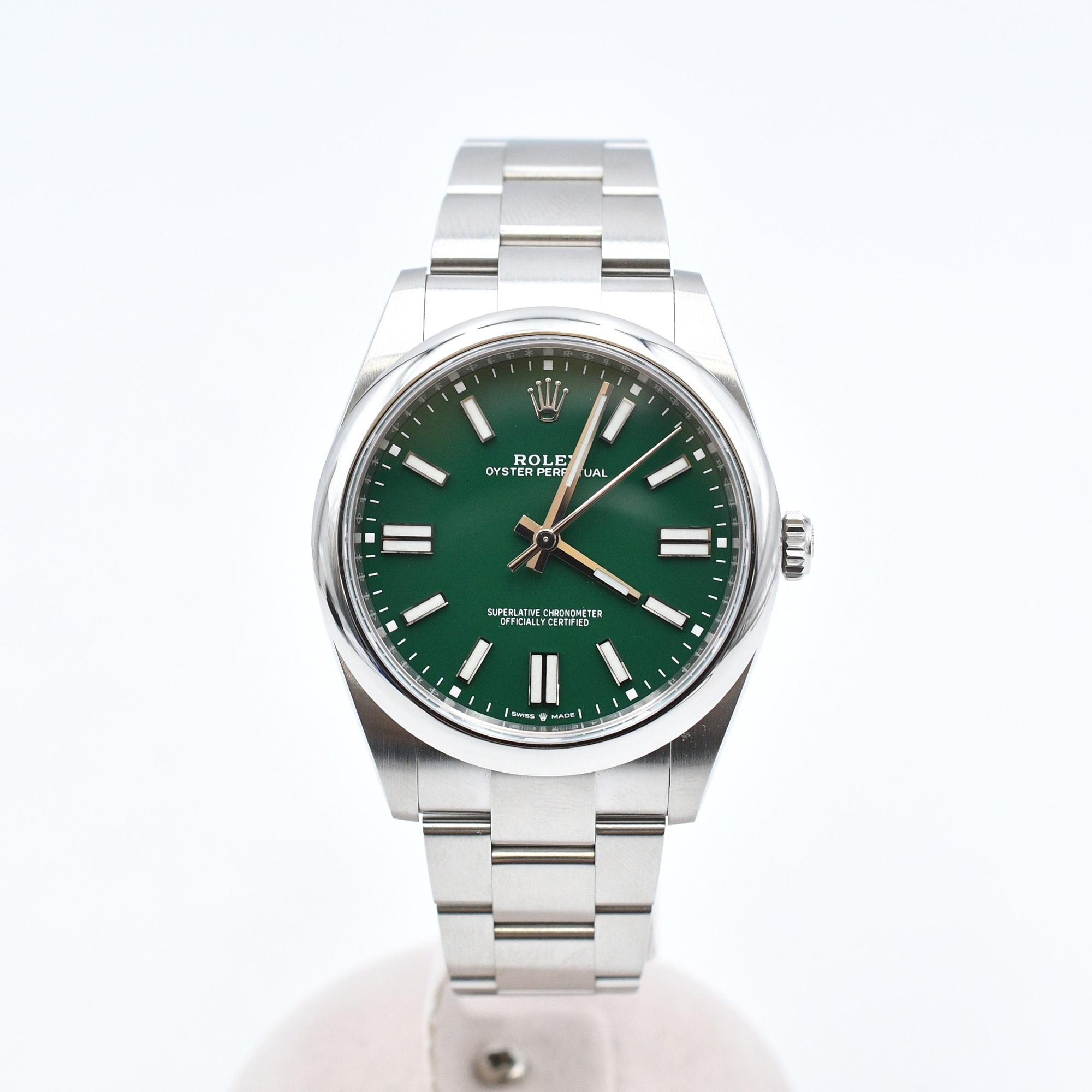 ロレックス オイスターパーペチュアル グリーン文字盤 SS/AT Bランク