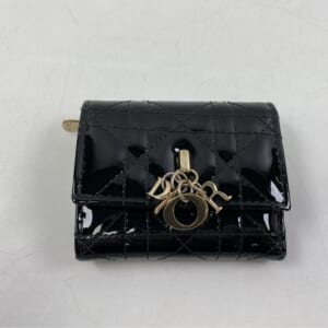 ディオール マイディオール コンパクトウォレット 黒 パテント GD金具