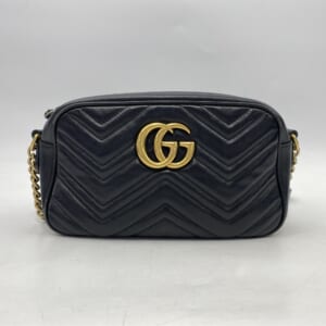 グッチ GGマーモント スモール チェーンショルダーバッグ 黒 レザー