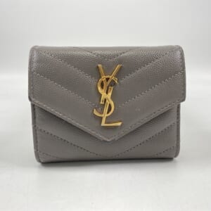 サンローラン YSLロゴ 二つ折り長財布 ベージュ レザー 635542 635542