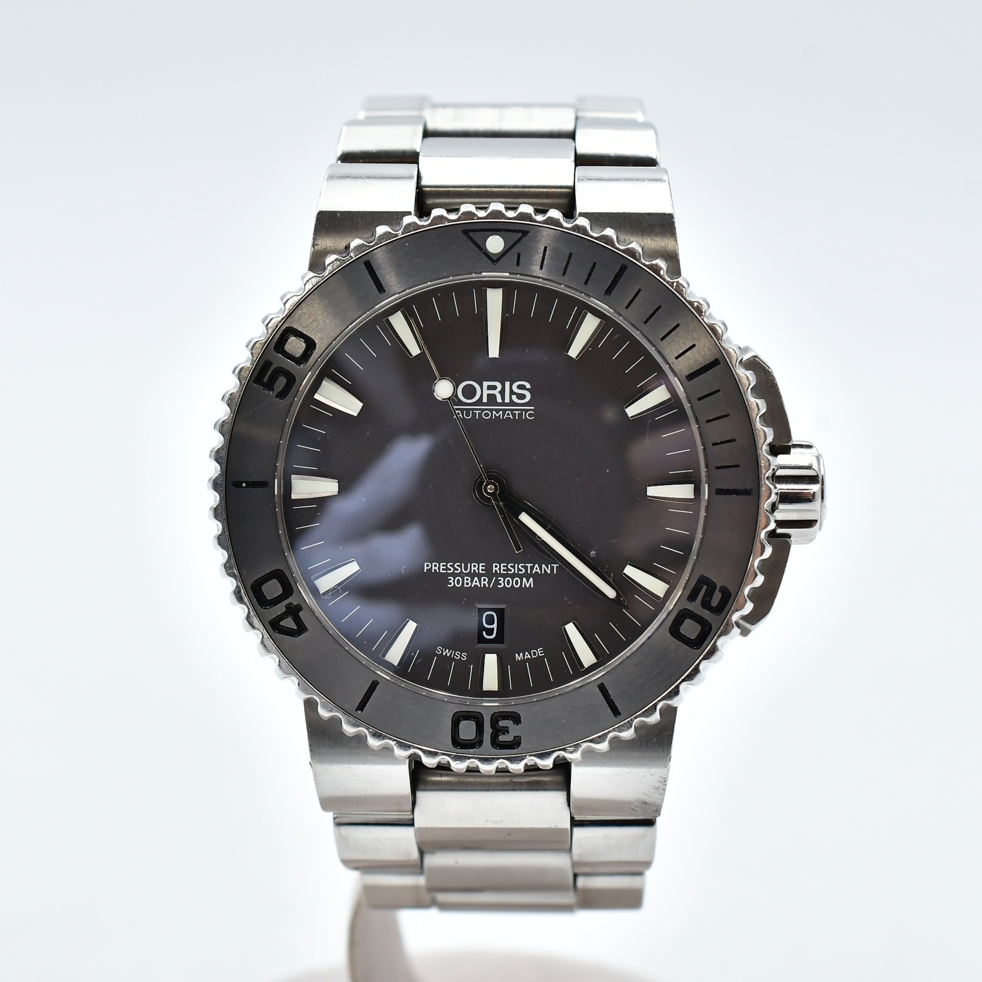 オリス アクイスデイト グレー文字盤 SS/AT Bランク