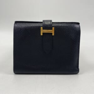エルメス ベアンコンパクト 二つ折り財布 黒 エプソン GD金具 Z刻印 買取実績【買取日：2025年11月4日】