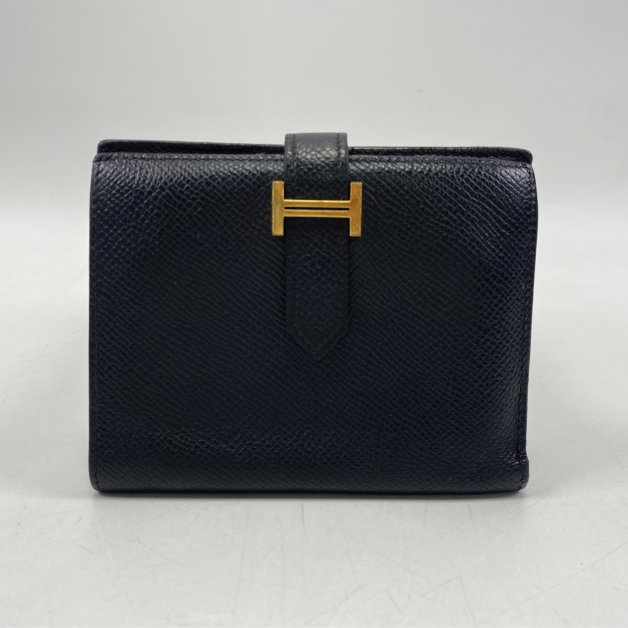 エルメス ベアンコンパクト 二つ折り財布 黒 エプソン GD金具 Z刻印