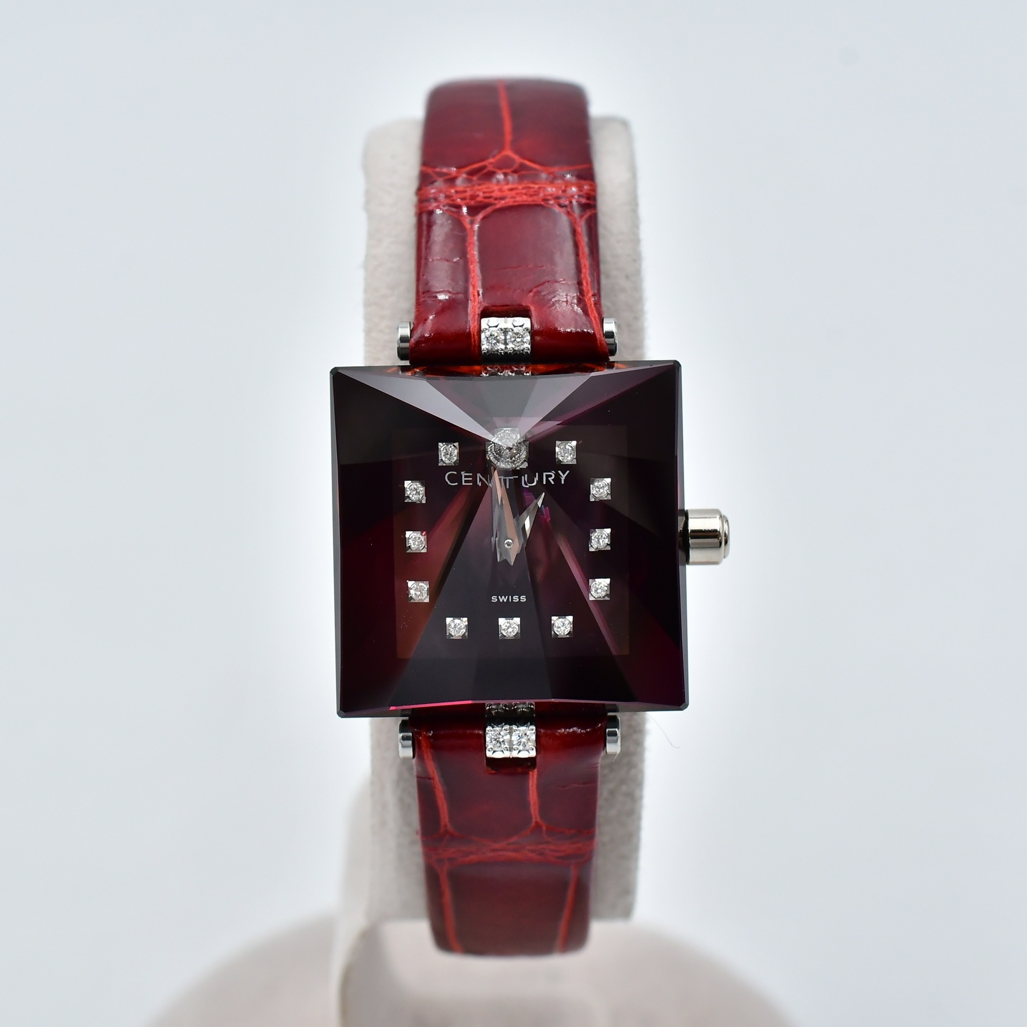 センチュリー ミニサンシャイン バーガンディ文字盤 12PD WGxサファイヤ×革/QZ Bランク