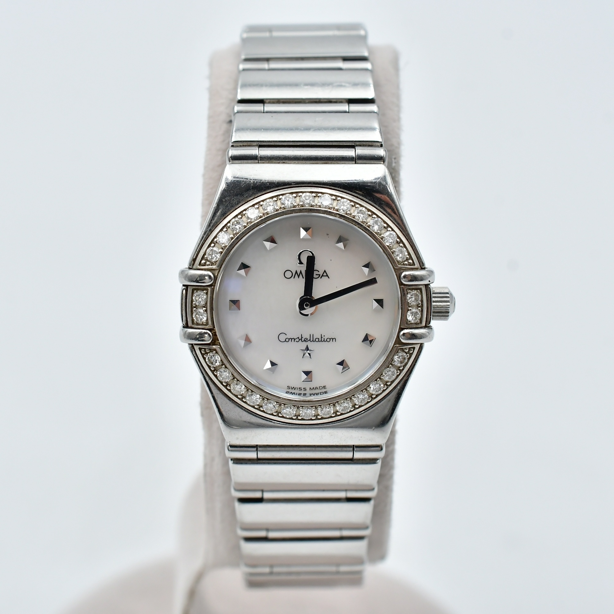 オメガ コンステレーション シェル文字盤 ベゼルダイヤ SS/QZ 1465.71