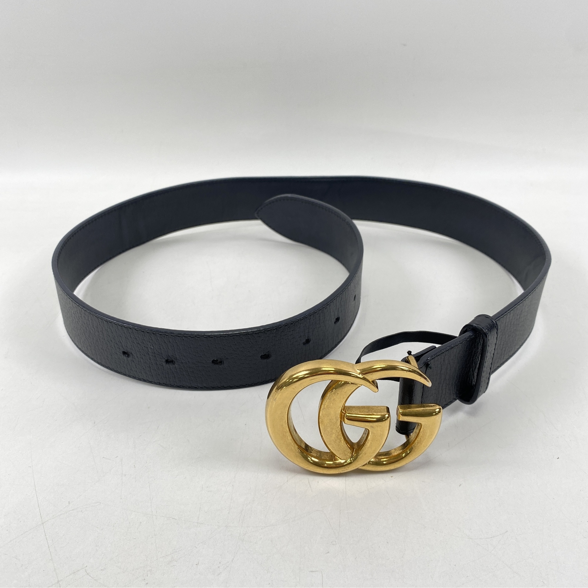 グッチ GGマーモント ベルト 黒 レザー GD金具 85/34 406831 買取実績 