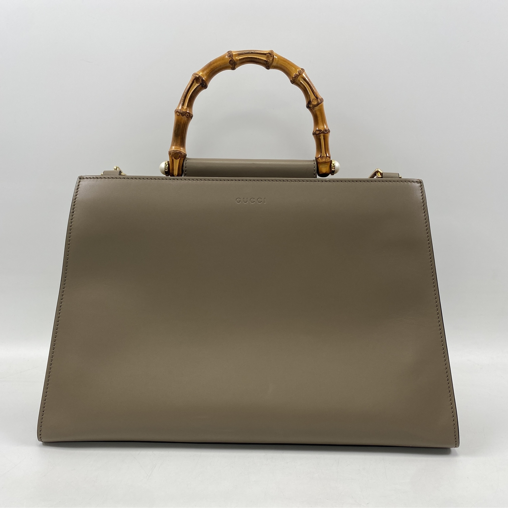 グッチ ニム バンブー 2WAYバッグ ブラウン レザー Aランク