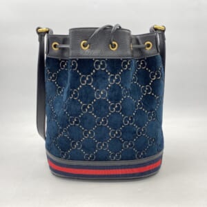 グッチ GGベルベット バケット ショルダーバッグ 黒×緑系 レザー 買取実績【買取日：2025年11月7日】