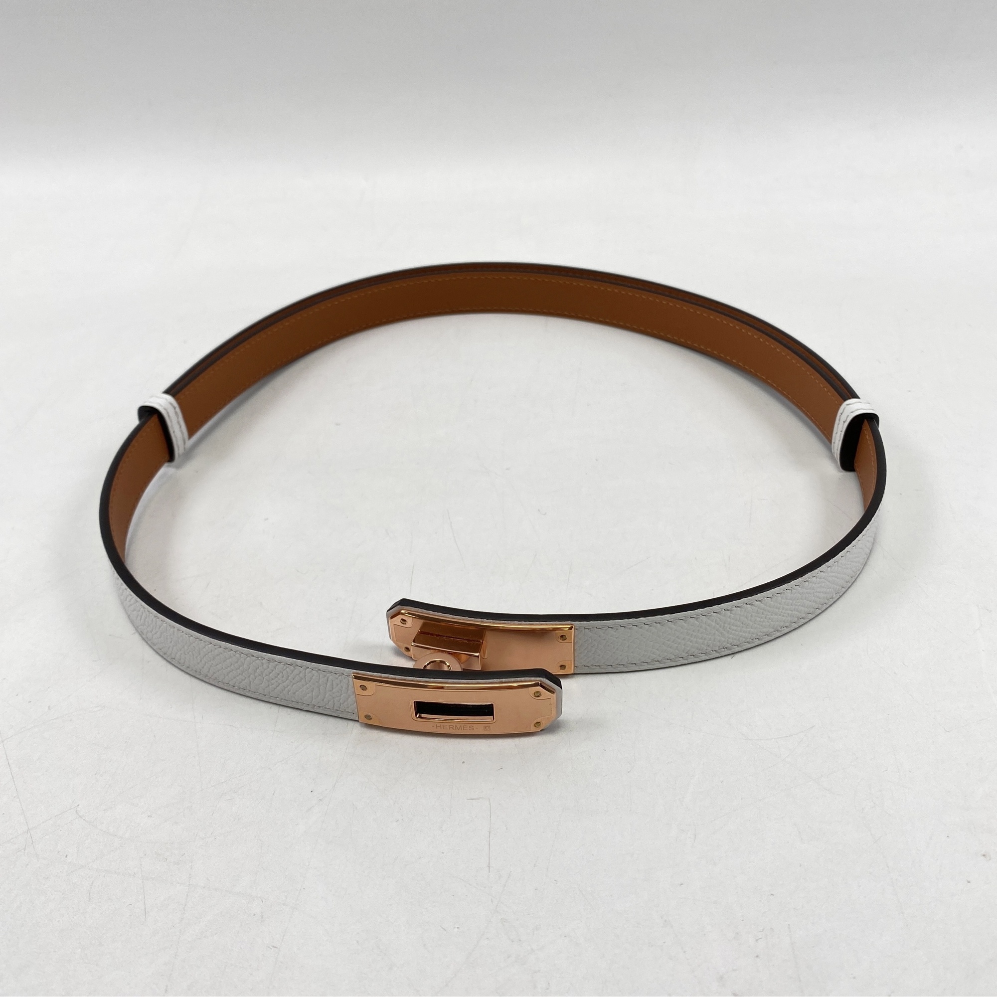 エルメス ケリーベルト ホワイト ブラウン エプソン ゴールド金具 買取