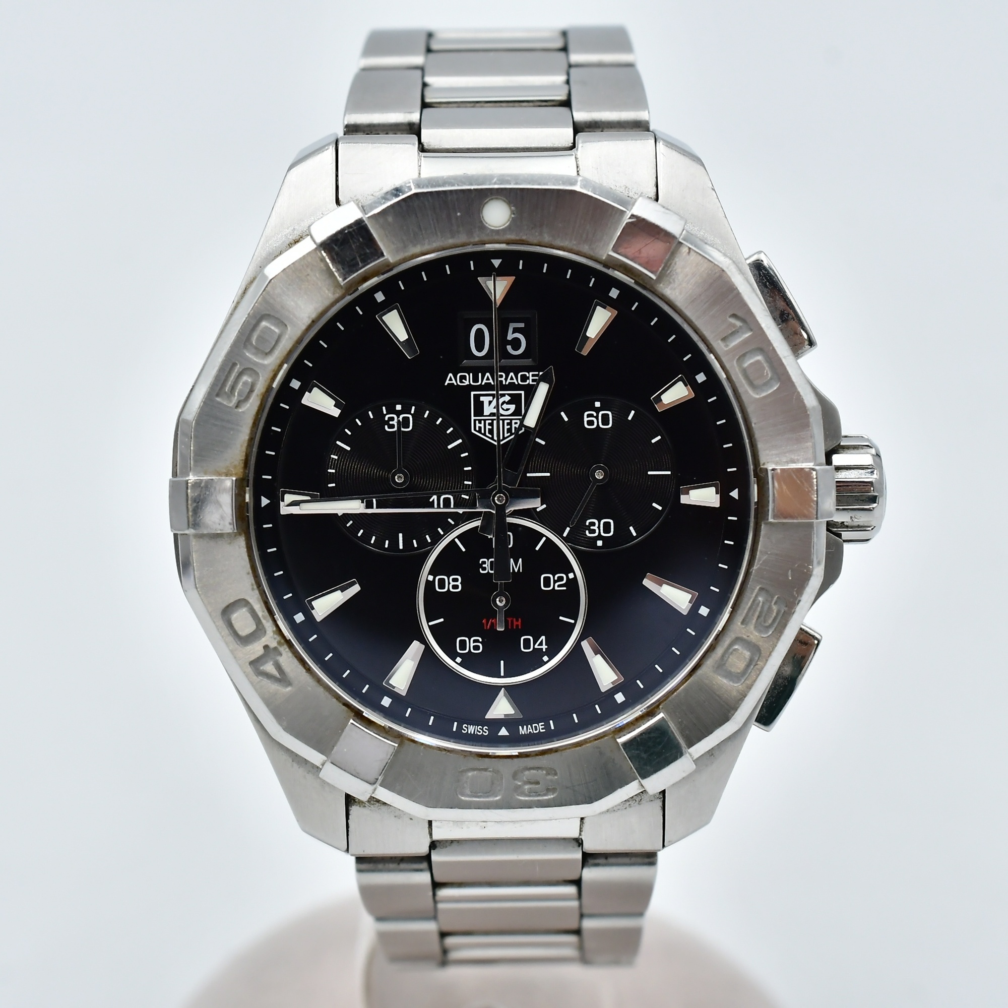 タグホイヤー アクアレーサー クロノグラフ 黒文字盤 SS/QZ Bランク