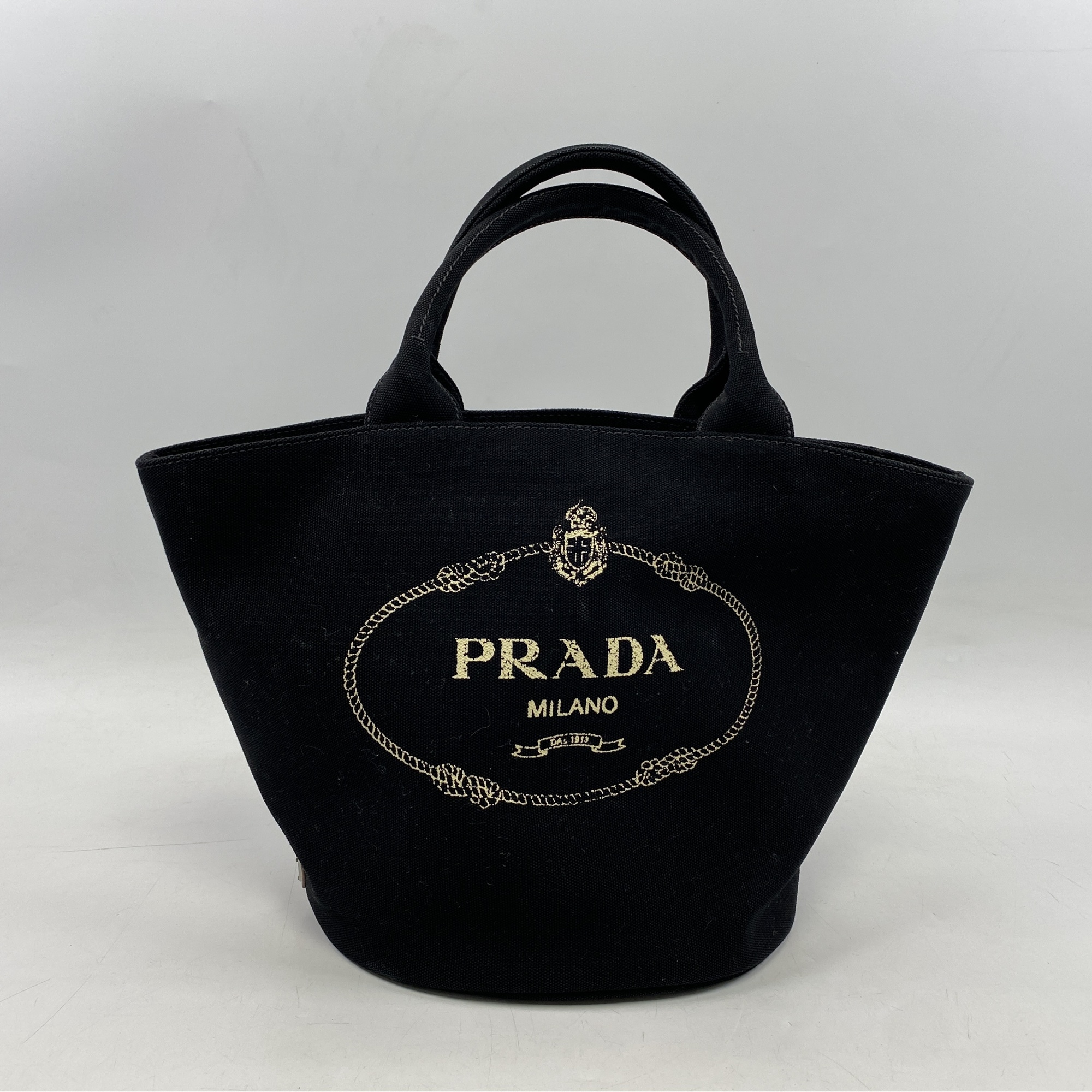 プラダ カナパ バケット トートバッグ 黒 キャンバス Bランク
