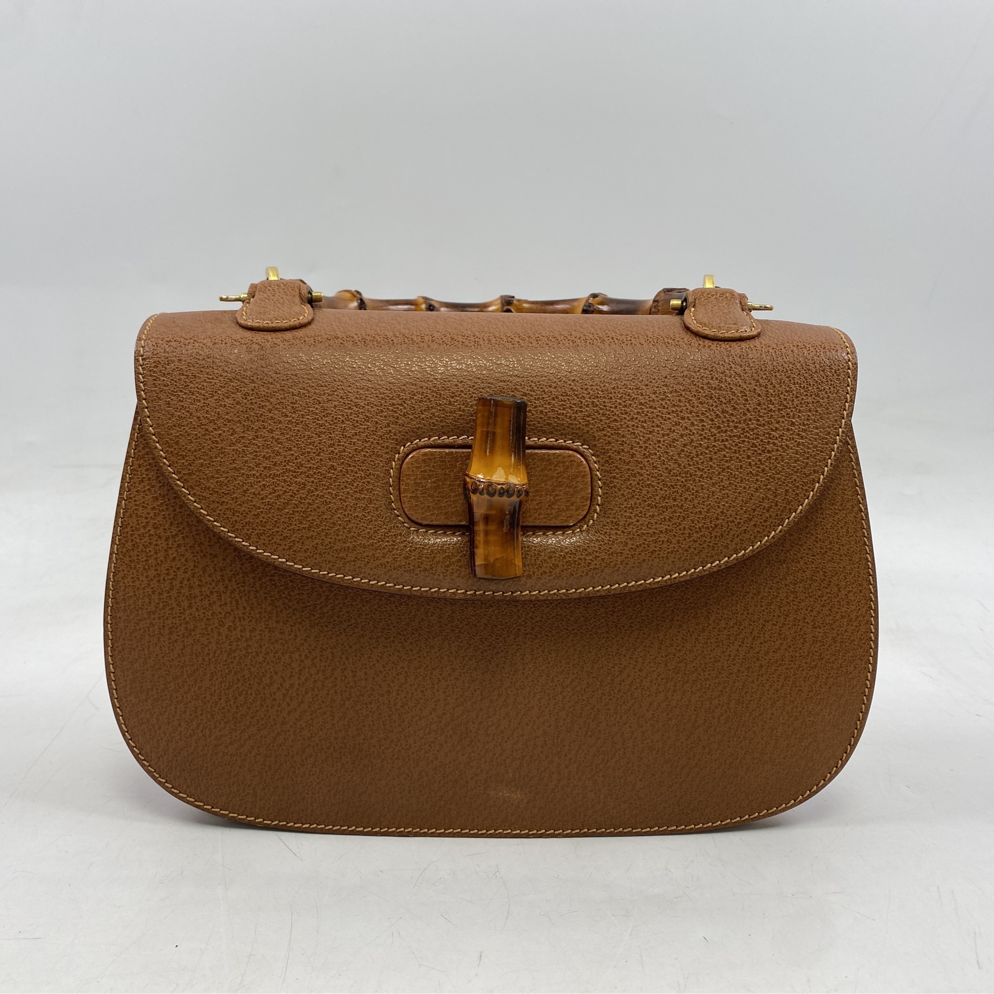 グッチ バンブー 2wayハンドバッグ ブラウン レザー ABランク