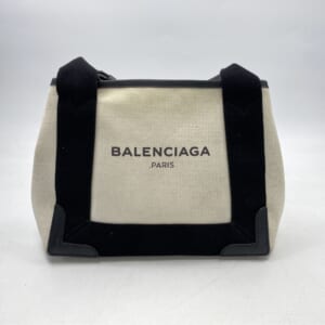 バレンシアガ ネイビーカバスXS 白×黒 キャンバス×レザー 390346 買取実績【買取日：2025年11月3日】