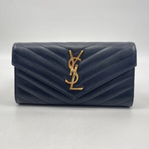 サンローラン カサンドラ Vステッチ 二つ折り長財布 黒 レザー 372264 買取実績【買取日：2025年11月6日】