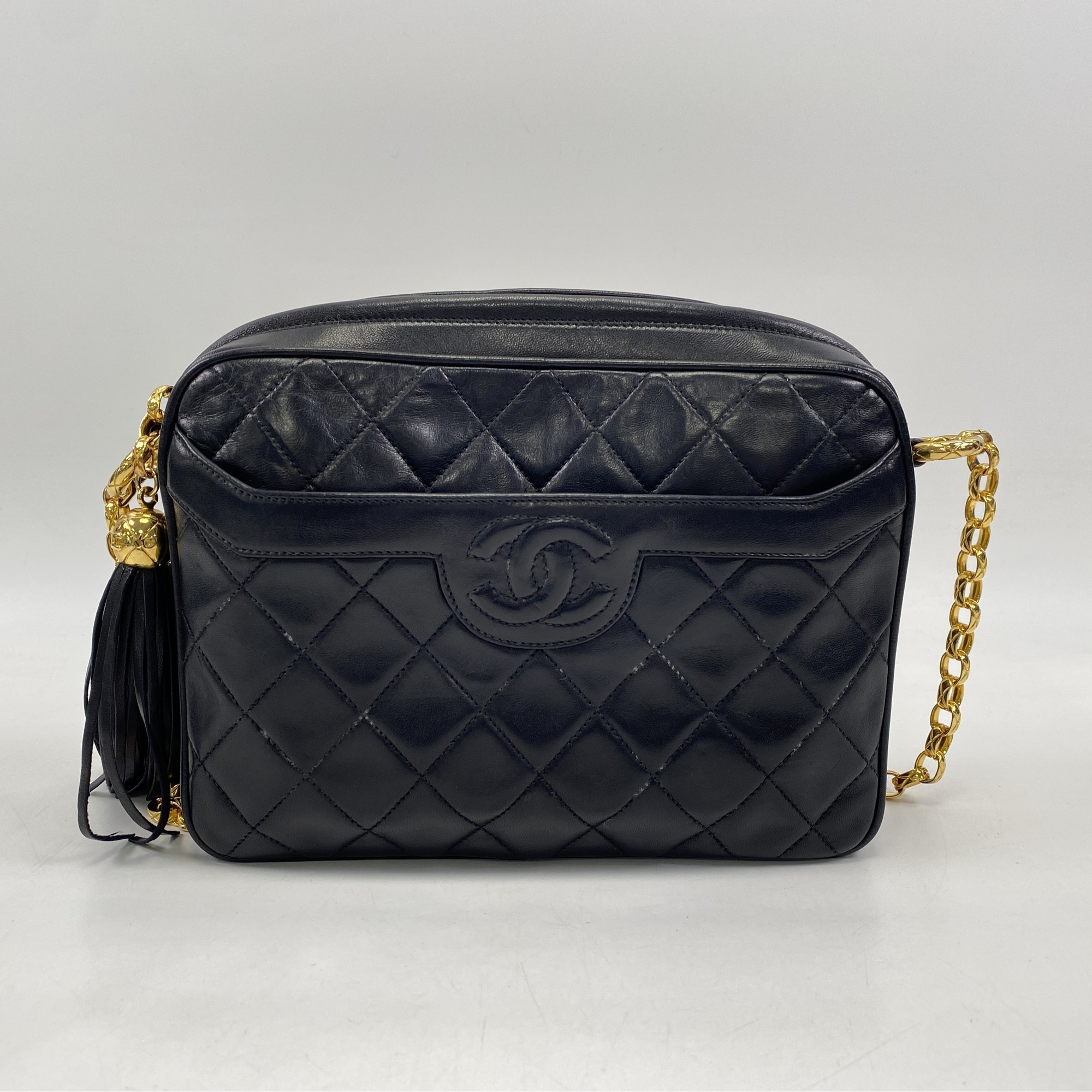 シャネル ココマーク フリンジ チェーンショルダーバッグ 黒