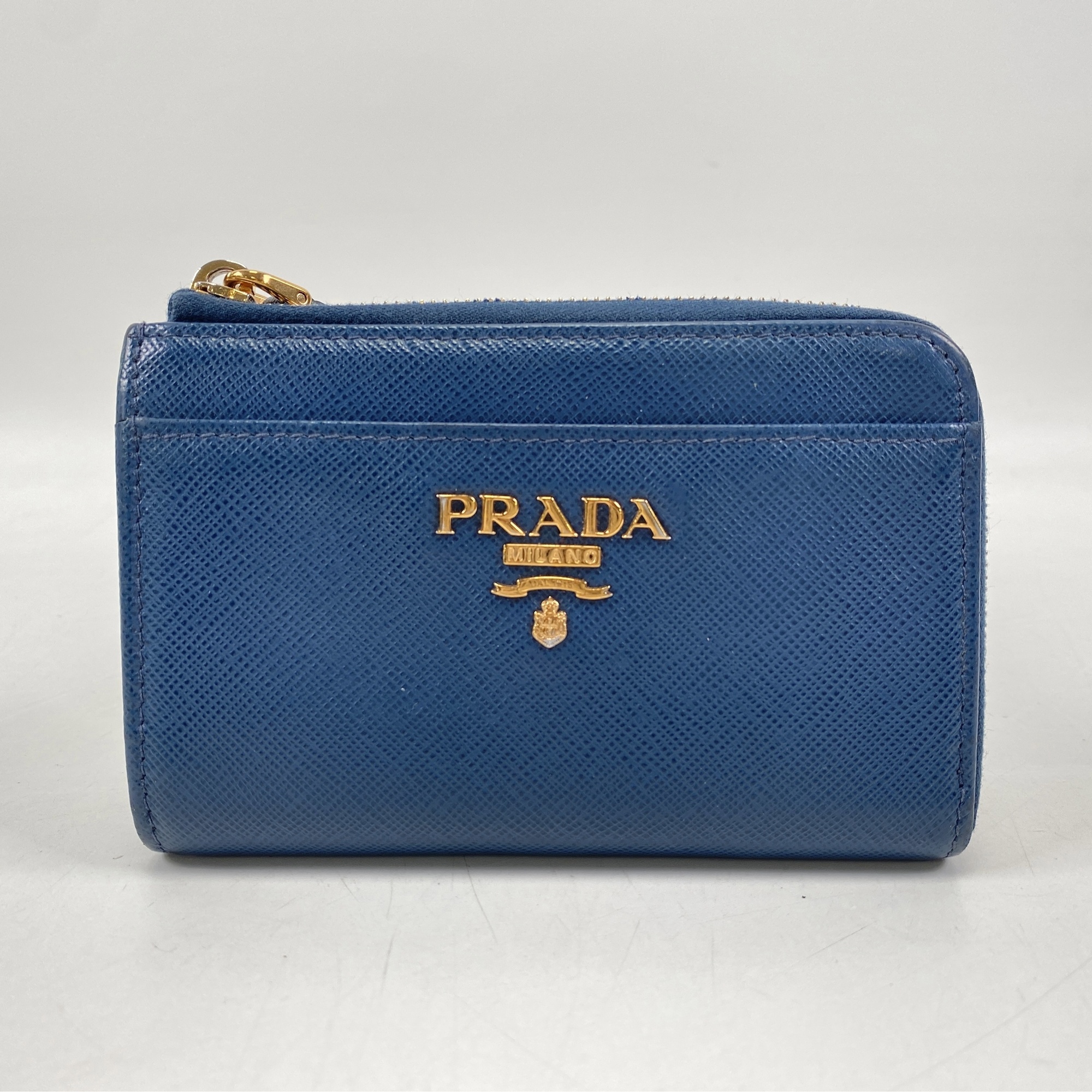 プラダ サフィアーノ コインケース 青 レザー Bランク