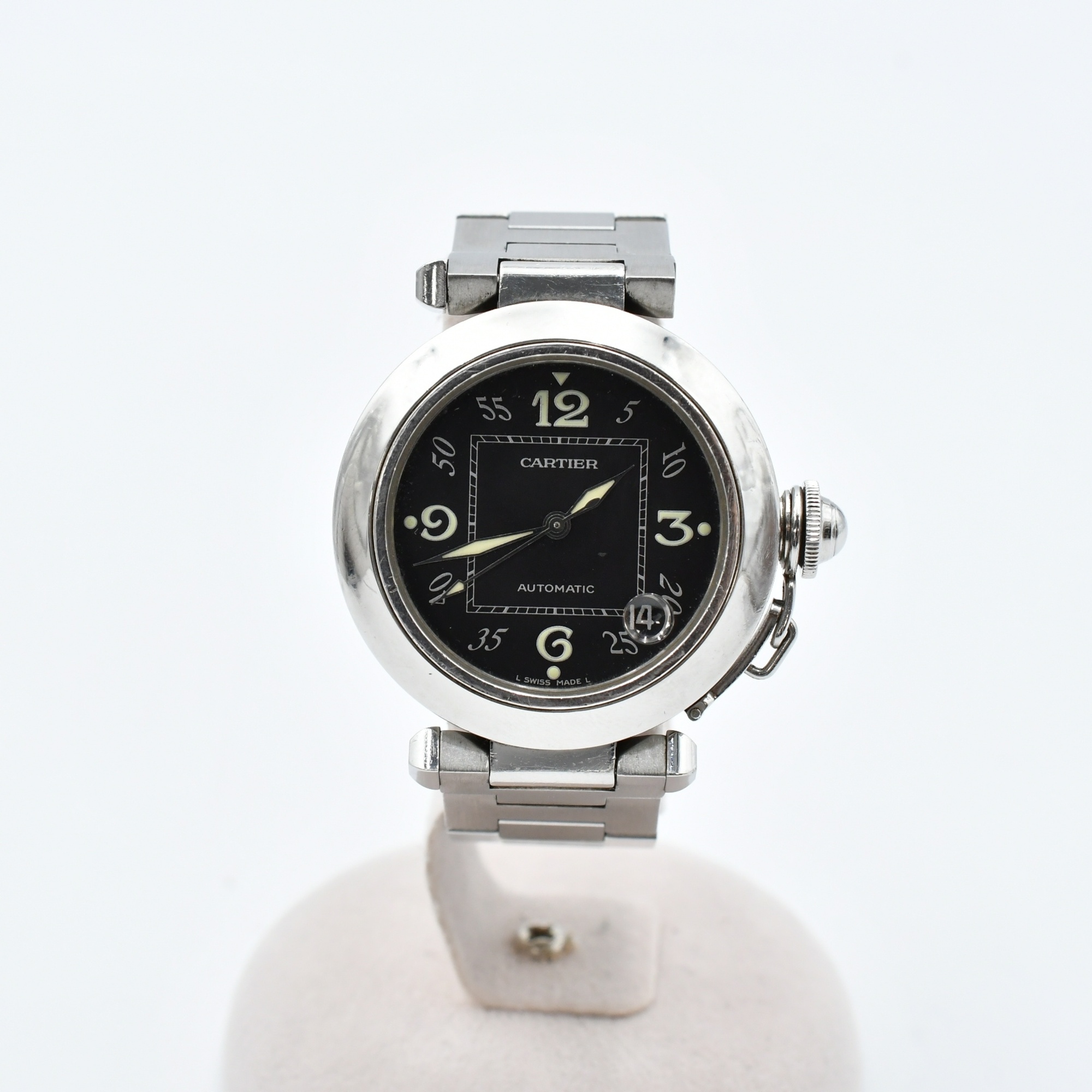 T135 カルティエ パシャC 35mm 黒アラビア W31043M7 オート T135