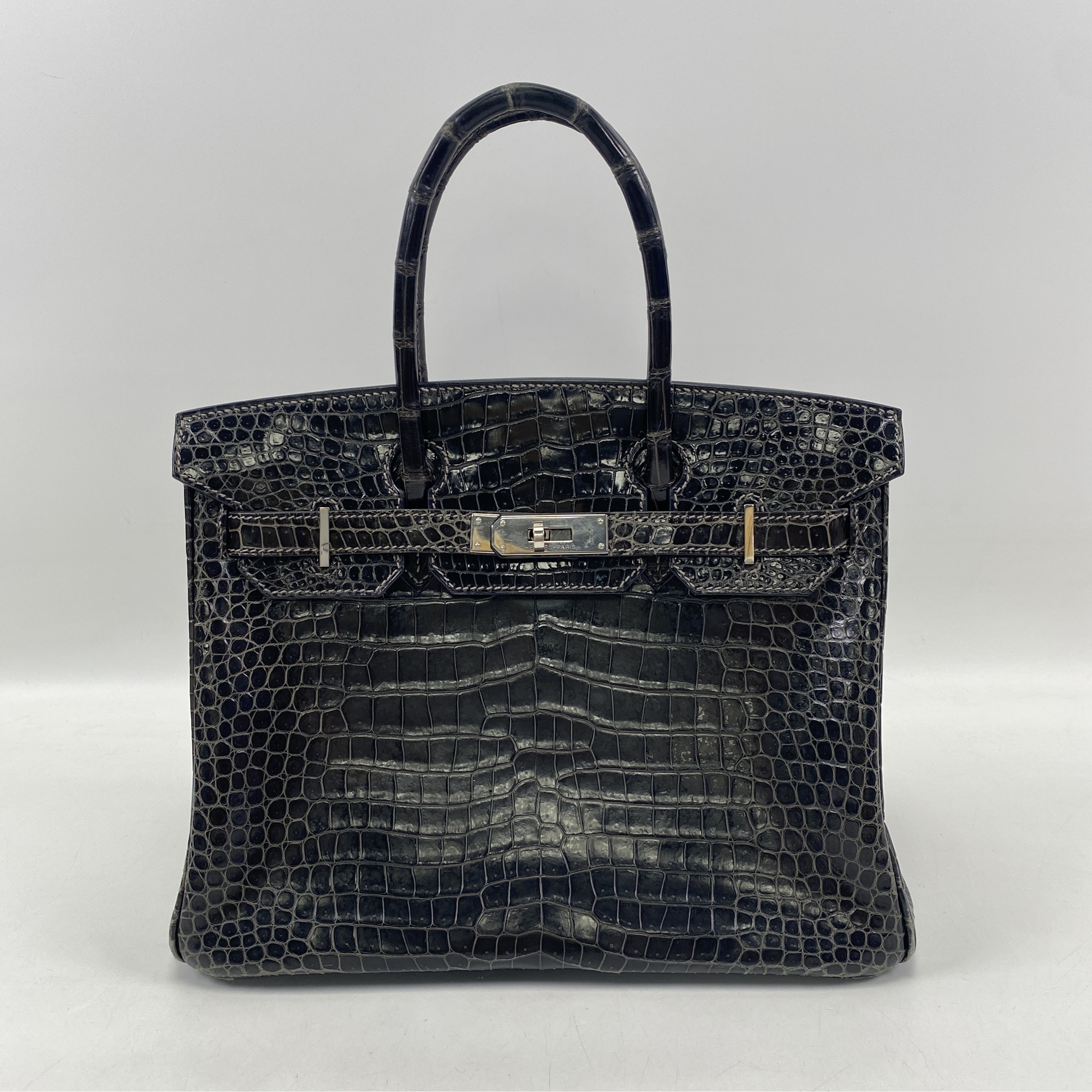 エルメス バーキン30 グラファイト ポロサス □J刻印 SV金具 Bランク