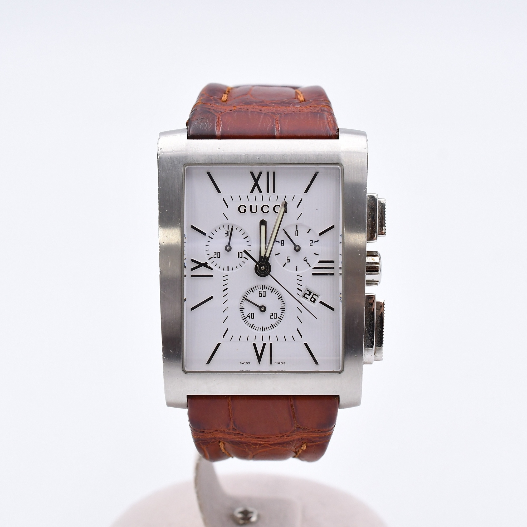 グッチ Gメトロ クロノグラフ 白文字盤 SS×革/QZ 8600M 買取実績【買取