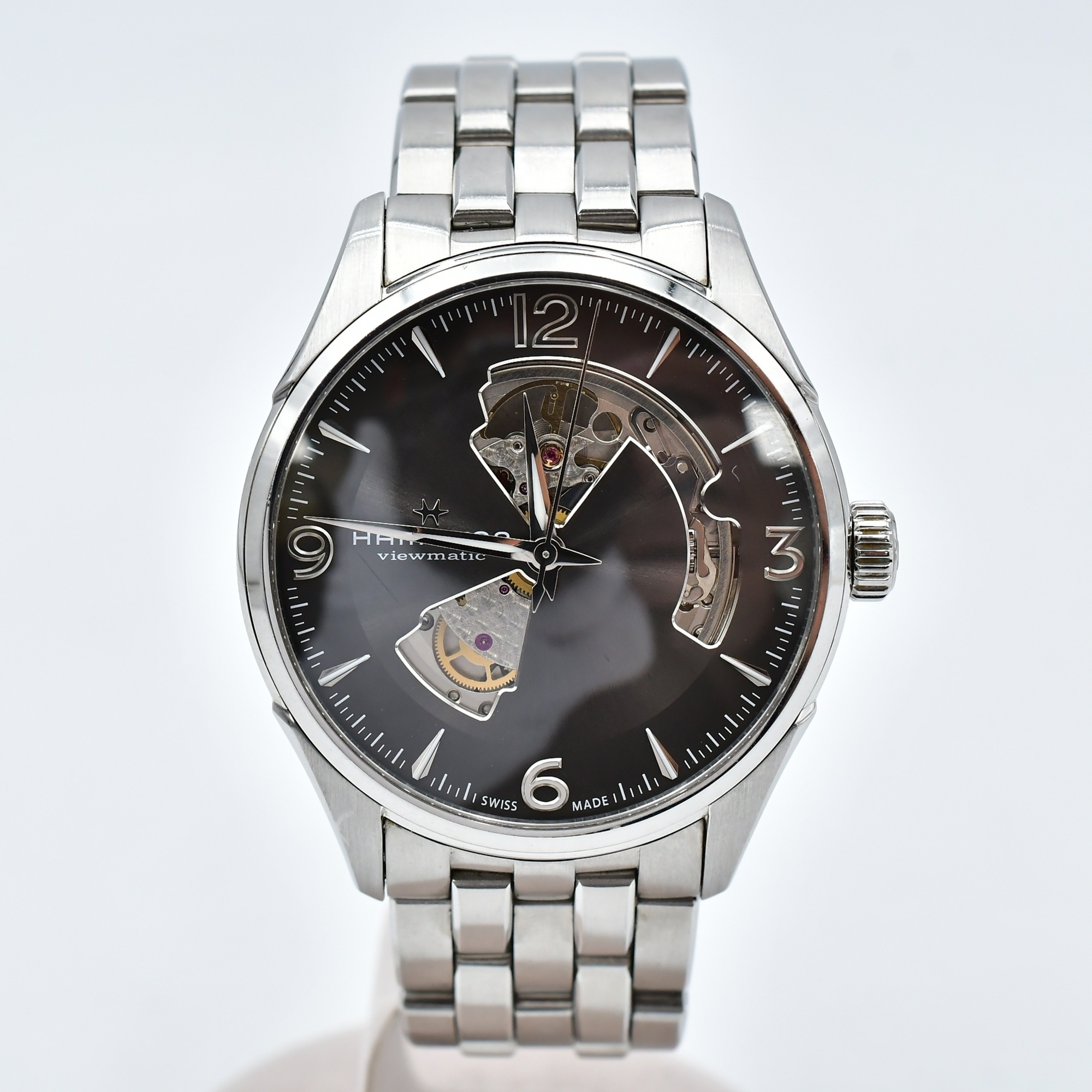 ハミルトン ジャズマスター オープンハート グレー文字盤 SS/AT ABランク