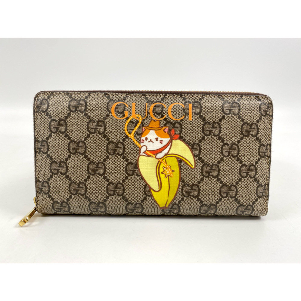 グッチ GGスプリーム ドッグ ラウンドファスナー長財布 ベージュ