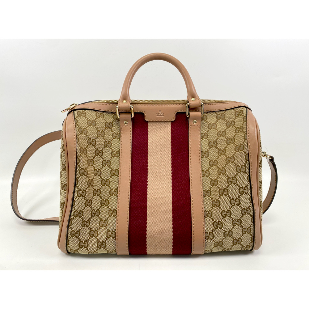 グッチ シェリーライン 2WAYボストンバッグ GGキャンバス×レザー
