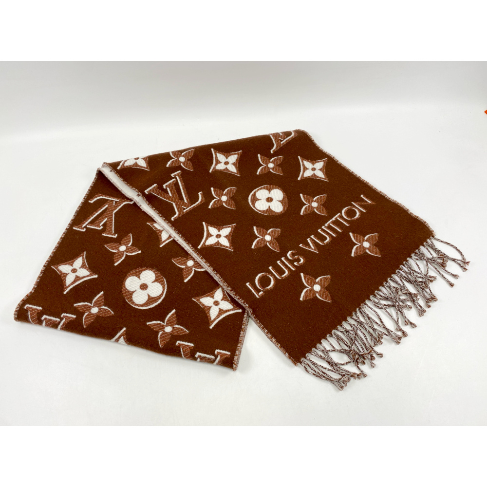 ルイ・ヴィトン LVエセンシャル マフラー ブラウン×ホワイト M78896
